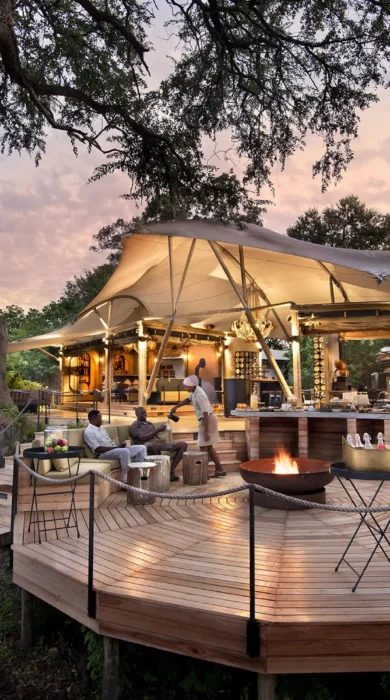 exterior, Khwai leadwood under thatch, botswana