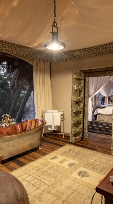 selinda camp botswana yellow zebra safaris bathroom