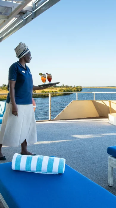 Zambezi queen front deck botswana yellow zebra safaris