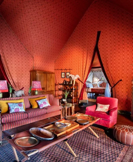Bedroom sitting area at Jacks Camp, Botswana