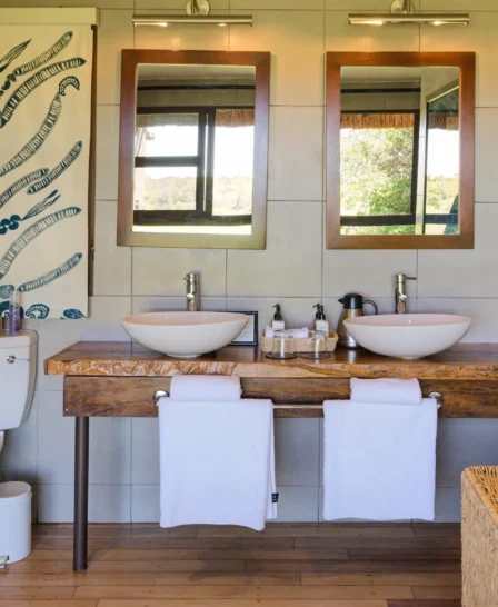 Bathroom, Leroo La Tau, Makgadikgadi Salt Pans, Botswana