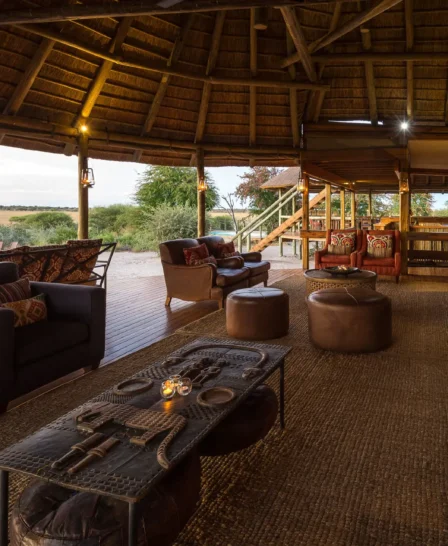 lounge area, wilderness kalahari plains, central kalahari, botswana