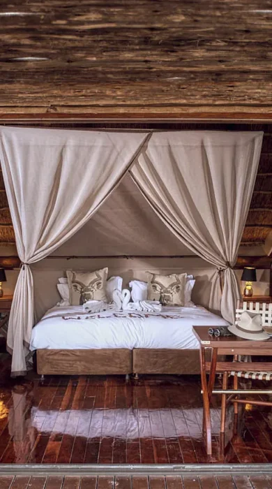 bedroom suite, deception valley lodge, central kalahari, botswana