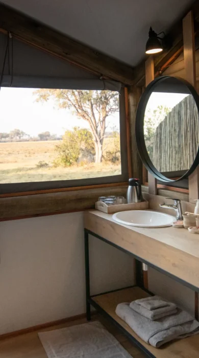 Guest bathrooms, Kwando Splash Camp, Botswana