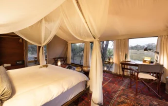 main bedroom view, okavango explorers camp, selinda game reserve, botswana