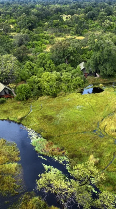 Aerial, Duke's Camp, Okavango Delta, Botswana