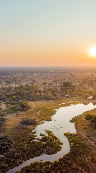 aerial view, 4 rivers, okavango delta, botswana