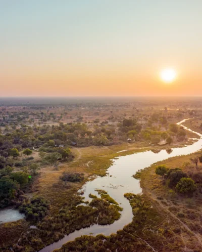 aerial view, 4 rivers, okavango delta, botswana