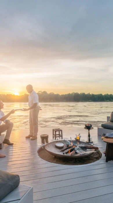 sundown drinks, time and tide chinzombo, south luangwa national park, zambia