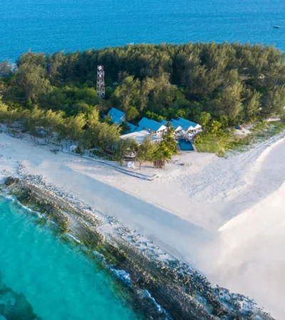 chopper aerial view, thanda island, Zanzibar, Tanzania