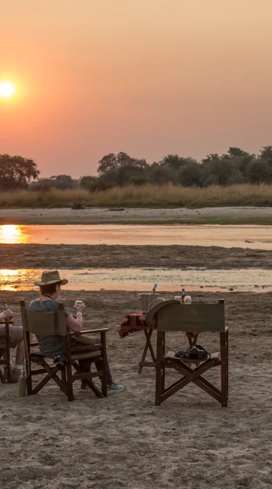 Mwaleshi Camp sundowners zambia yellow zebra safaris