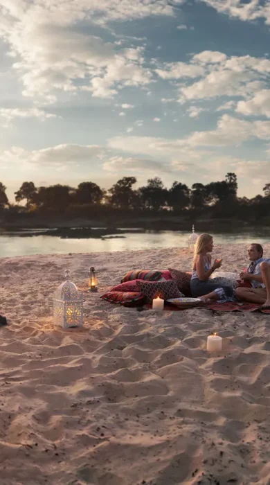 Sand bar activities at Tongabezi, Zambia
