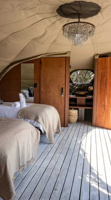 twin beds, chisa busanga camp, kafue national park, zambia
