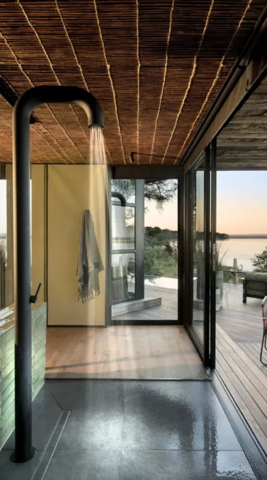bathroom with a view, lolebezi, lower zambezi national park, zambia
