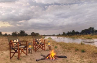 camp fire, north luangwa national park, zambia
