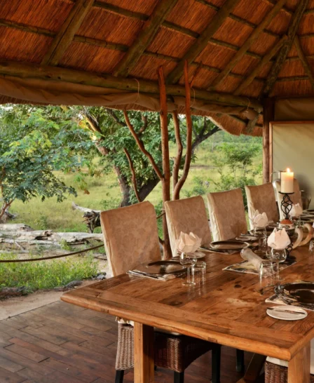 khulu bush camp dining zimbabwe yellow zebra safaris