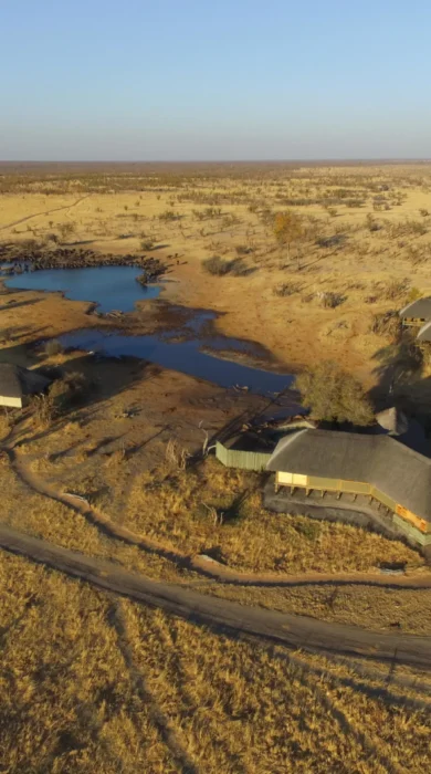 Aerial view, Nehimba Lodge, Hwange, Zimbabwe