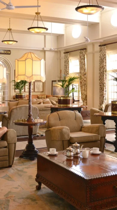 main area, victoria falls hotel, zimbabwe