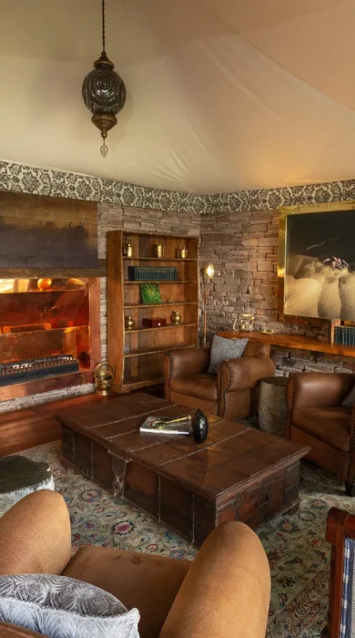 Sitting area, Tembo Plains Camp, Zimbabwe