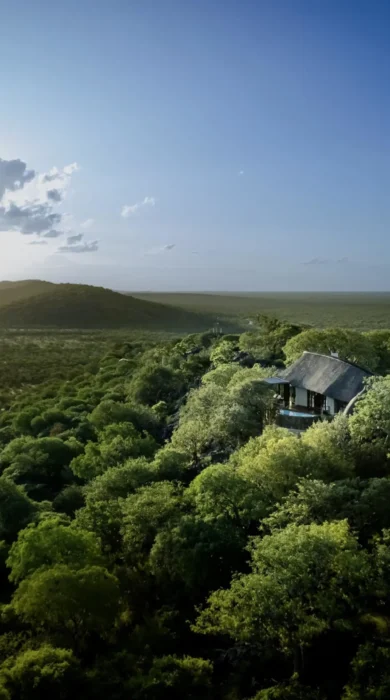 aerial view, little ongava, etosha national park, namibia