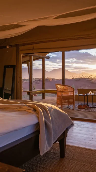 bedroom, wolwedans dune camp, sossusvlei, namibia