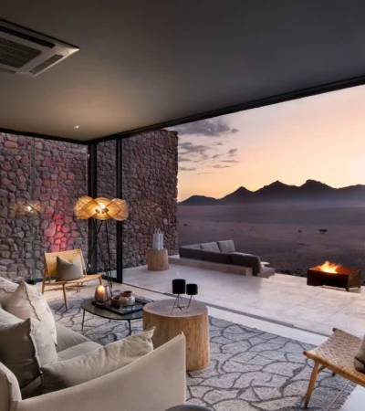 indoor lounge, sossusvlei desert lodge, namibia