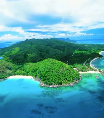 aerial view of praslin island, seychelles, africa safaris