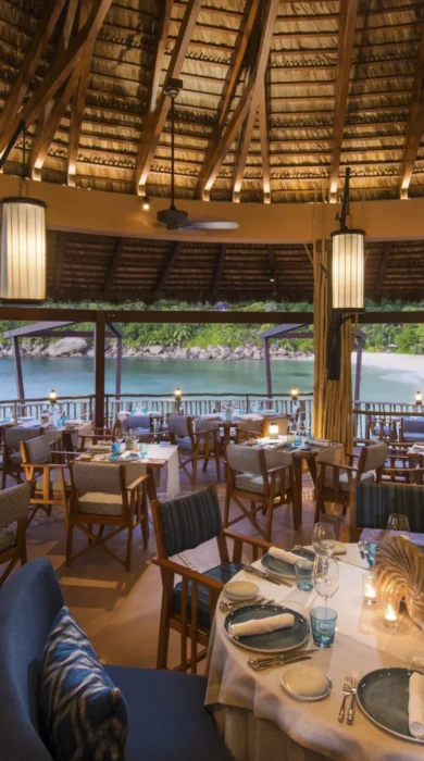 constance lemuria dining seychelles yellow zebra safaris