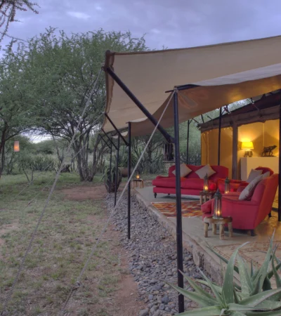 karisia tumaren camp outside decking yellow zebra safaris