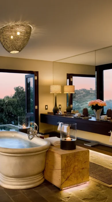 Bathroom outlooking private pool Kenya