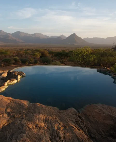 Pool view over Mathews Range, Kenya safaris