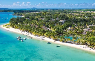 aerial view of west coast mauritius, africa safaris