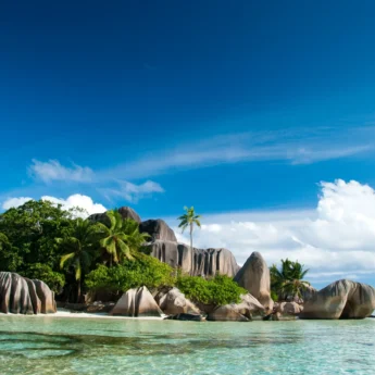 indian ocean view of la digue, africa safaris