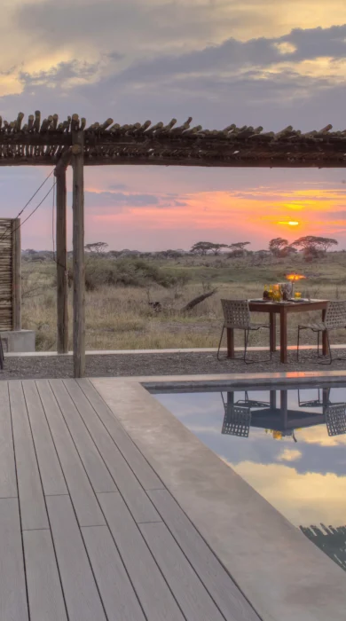 pool private dining area namiri plains tanzania yellow zebra safaris