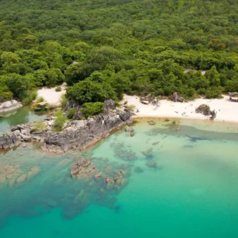 Aerial view of two bays and the forest behind, Malawi - Yellow Zebra Safaris