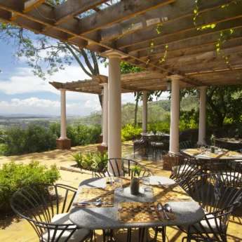 gibb's farm lunch terrace tanzania yellow zebra safaris