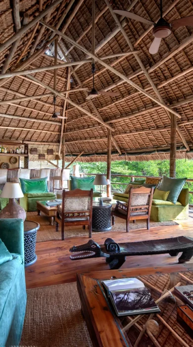 lounge area, siwandu camp, nyerere national park, tanzania