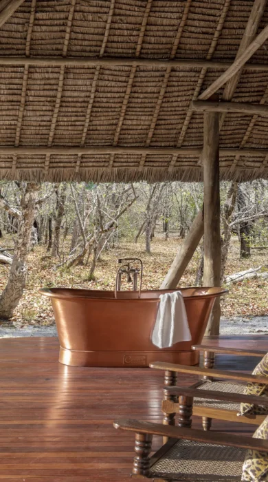 bath on deck, siwandu camp, nyerere national park, tanzania