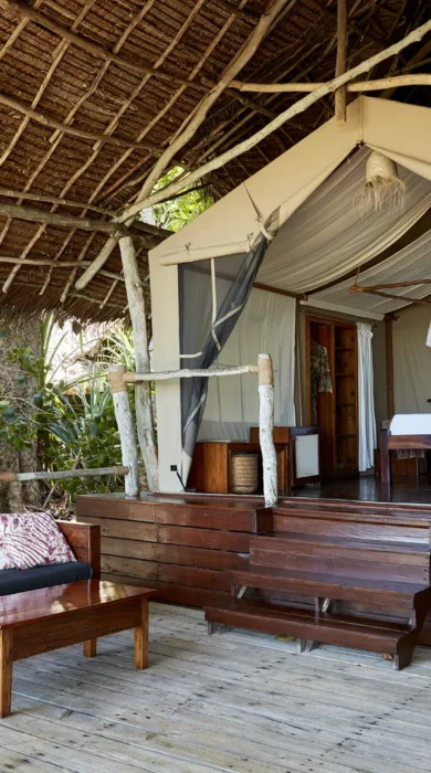 fundu lagoon double bedroom entrance tanzania yellow zebra safaris