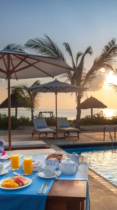 kisiwa beach pool area tanzania yellow zebra safaris