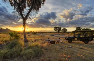 Sundowners in the bush, Meru national park, Kenya
