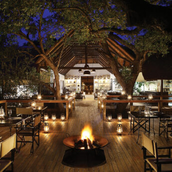 View of the deck at Londolozi Tree Camp in Sabi Sands at night time, Londolozi Tree Camp, Sabi Sands, South Africa - Yellow Zebra Safaris