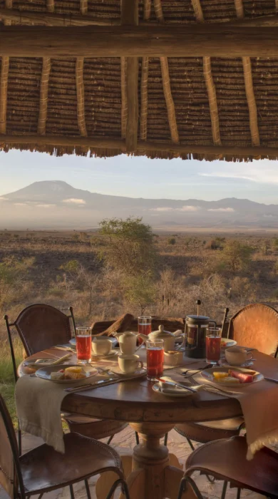 tortilis camp breakfast area kenya yellow zebra safaris
