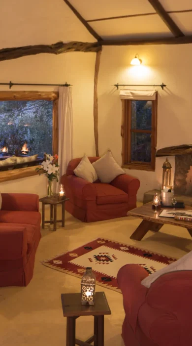 lounge area, mara bush houses, maasai mara, kenya