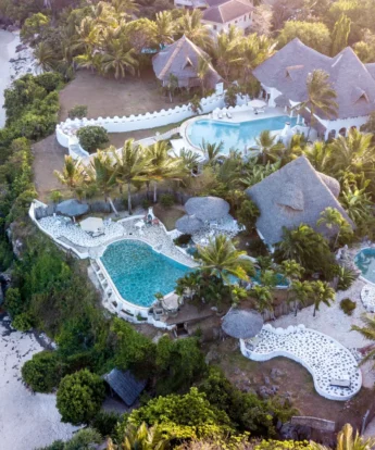 msambweni beach house aerial shot yellow zebra safaris