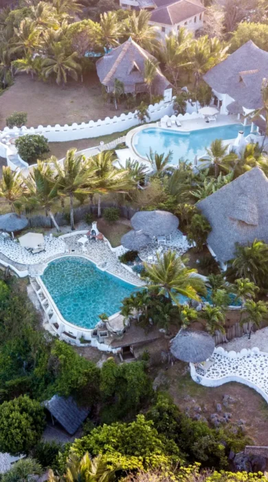 msambweni beach house aerial shot yellow zebra safaris