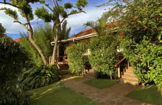 outside rooms, karibu guesthouse, entebbe, uganda