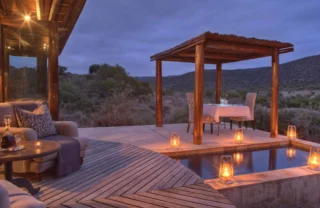 candle lit dinner, kwande great fish river lodge, south africa