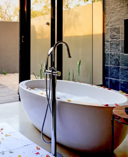 lion sands tinga lodge bathroom south africa yellow zebra safaris